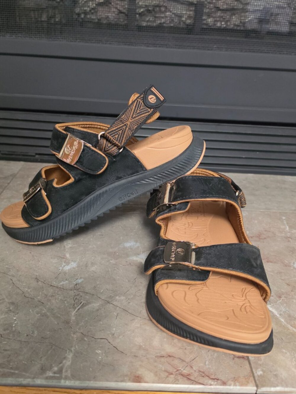 ONCAI Black Orthotic Walking Sandals – Arch Support Sports Hiking Slides 9 / 40
